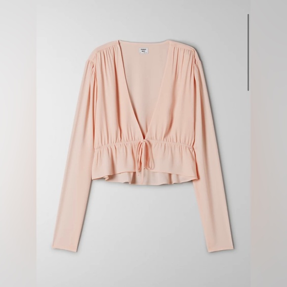 White Cropped Tie-Front Blouse - XS - Picture 4 of 8